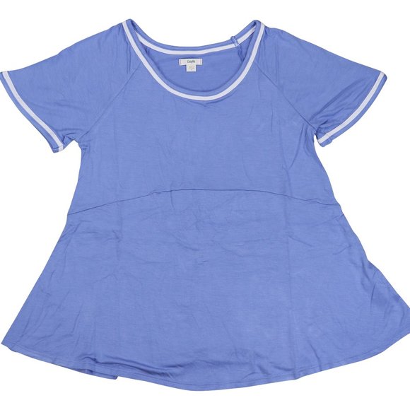 Layla Other - Layla Contrast Trim Pajama Top Perriwinkle